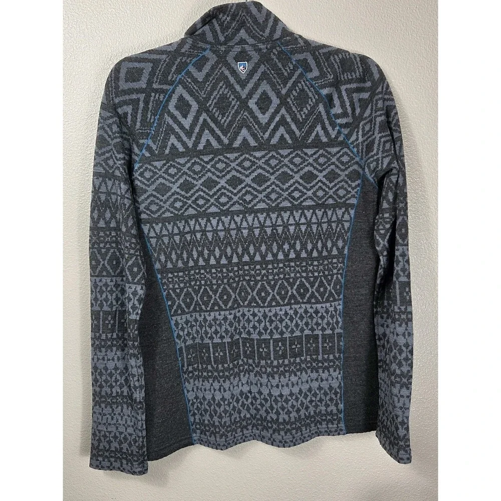 Kuhl Merino Wool Quarter Zip Pullover Women's Large Gray Nordic Sweater Top